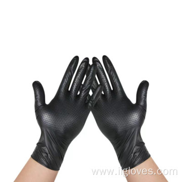 Household Safety Raised Grip Pattern Black Diamond Gloves